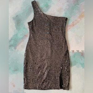 Black Sequin Dress w/ Slit • Worn Once • Amazing Condition • Sz. Small